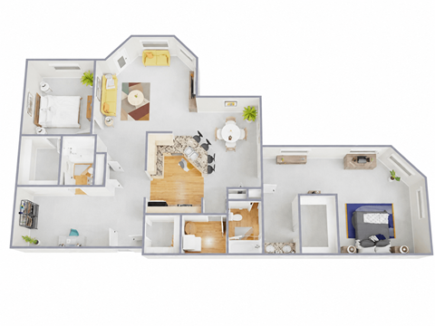 Floor plan for 2 beds, 2 baths, 1092 sqft